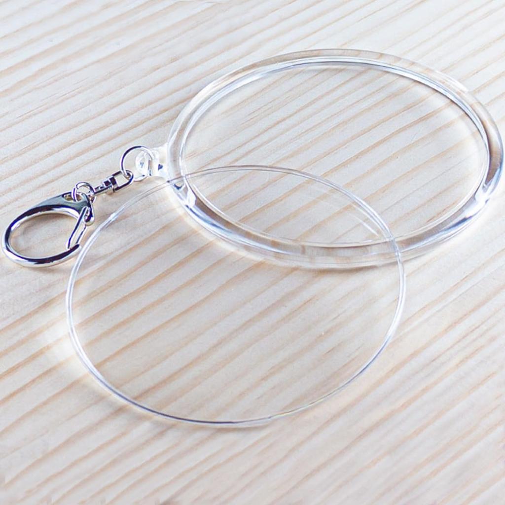 90mm Round Acrylic Keychain Holder, Extra Large, Fits Collaboration Cafe Coasters, Handmade, Clear Acrylic Parts, Made in Japan (Pack of 6)