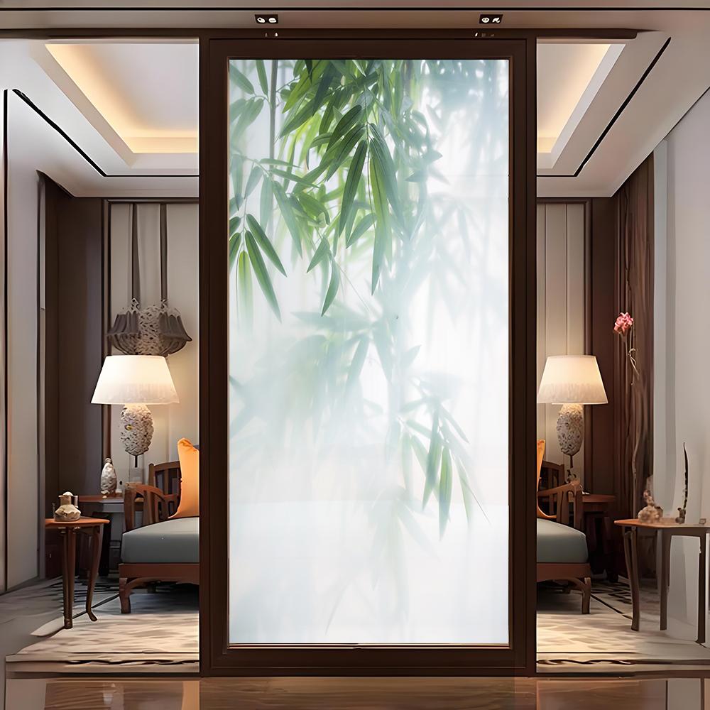 Privacy Window Film Leaves Decorative Static Cling Window Film Frosted Glue Free Glass Window Sticker for Home Decor 20 (as the picture,40x100cm WxH)