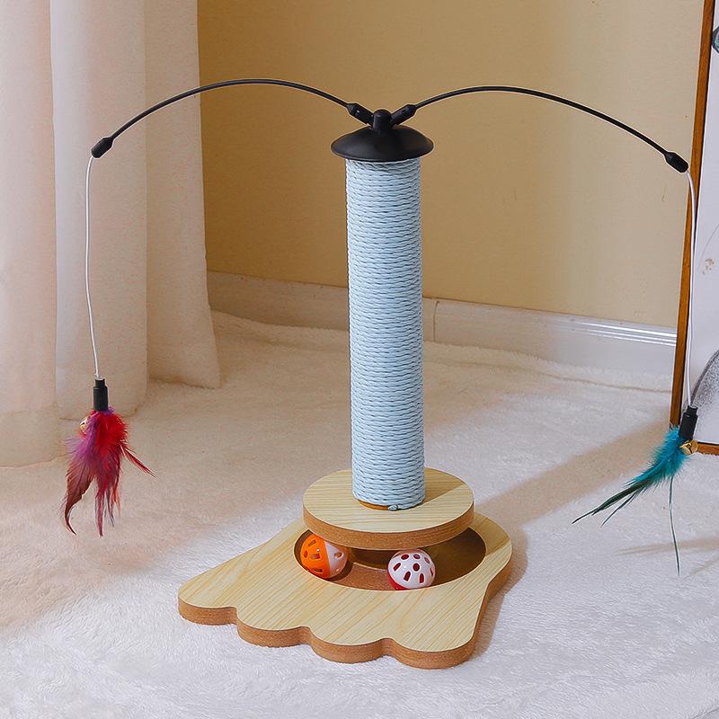 Cat Sisal Scratching Board Scratching Post Teasing Turntable Feather Cat Claw Sharpening No Dander Relief Pet Toys Supplies