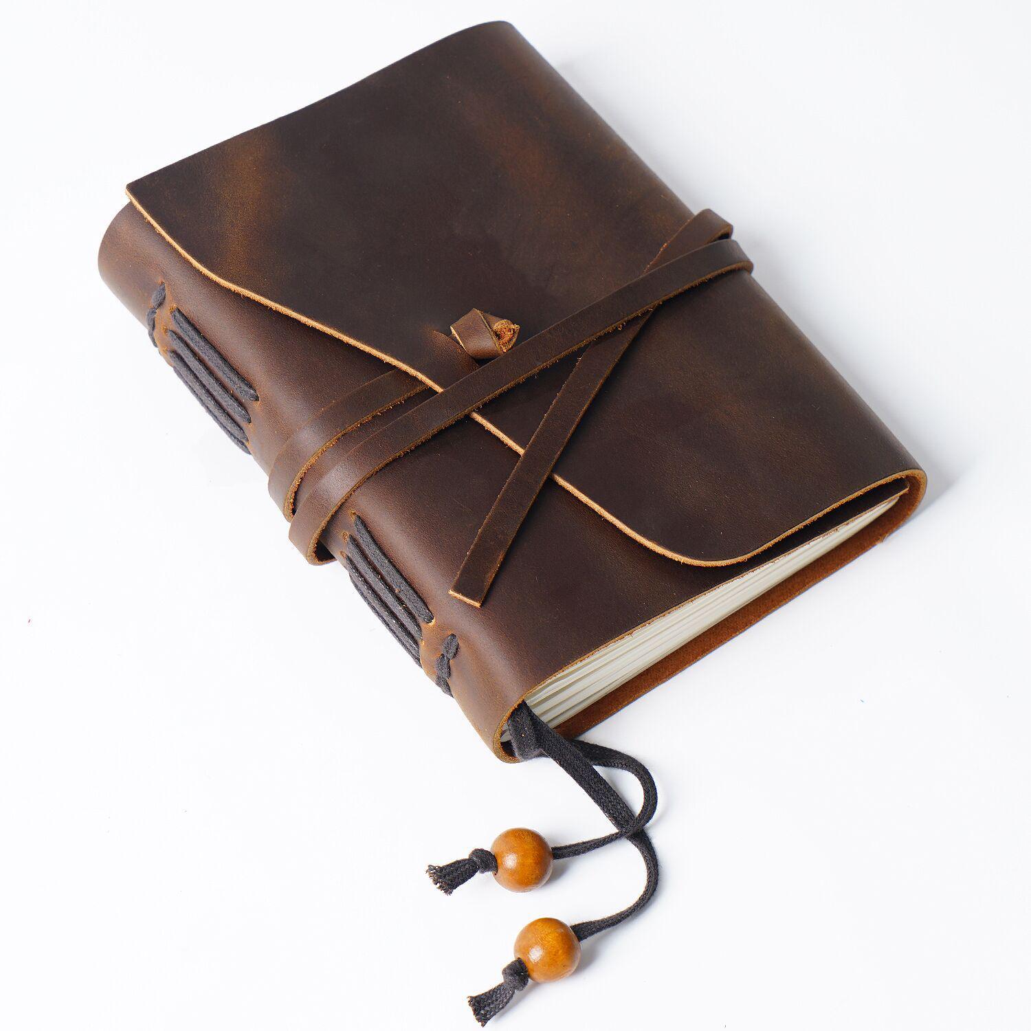 Retro Traveler s Genuine Cowhide Leather Loose-leaf Notebook - Magic Diary and Notepad