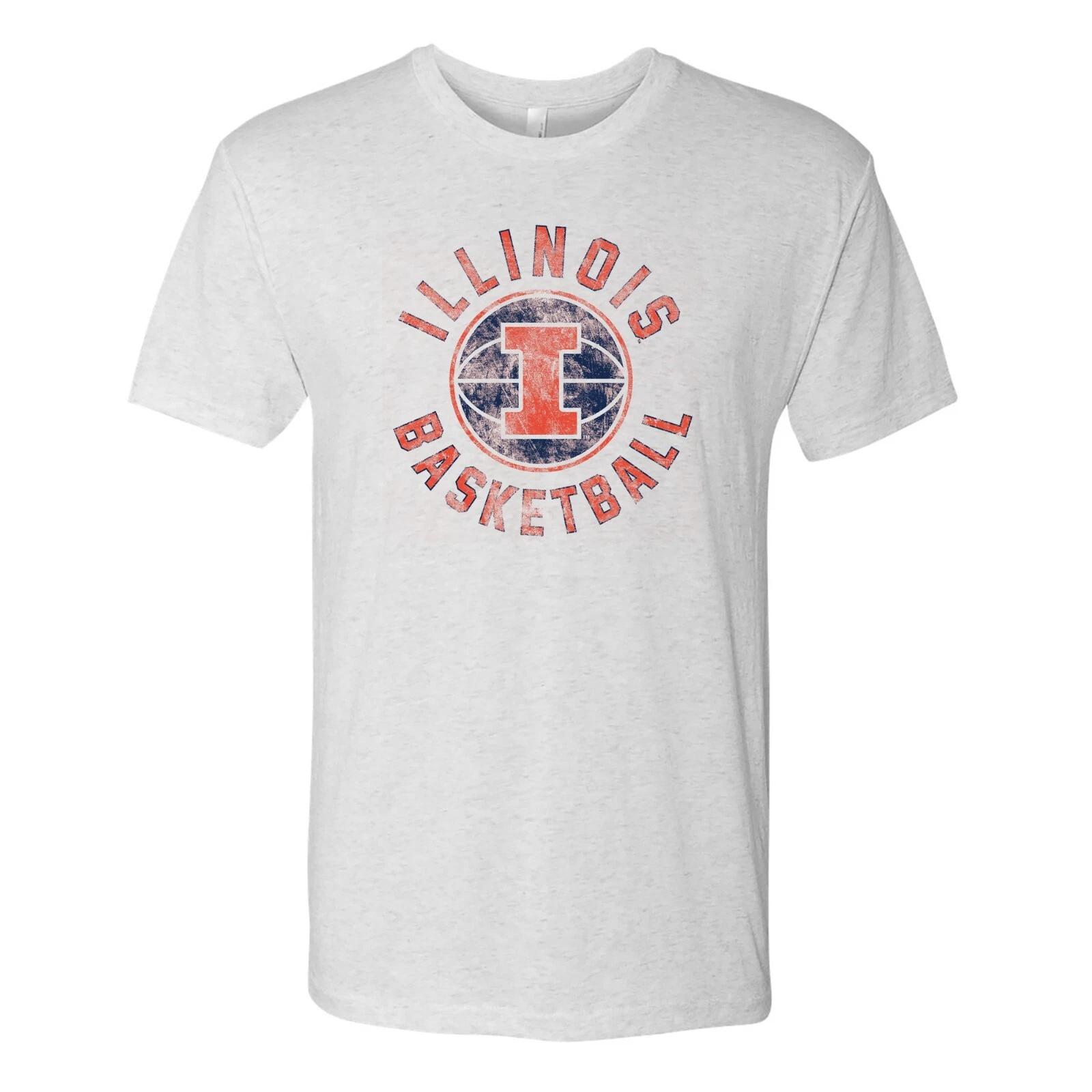 Illinois Fighting Illini Basketball Distress Triblend T-Shirt - Heather White 3XL