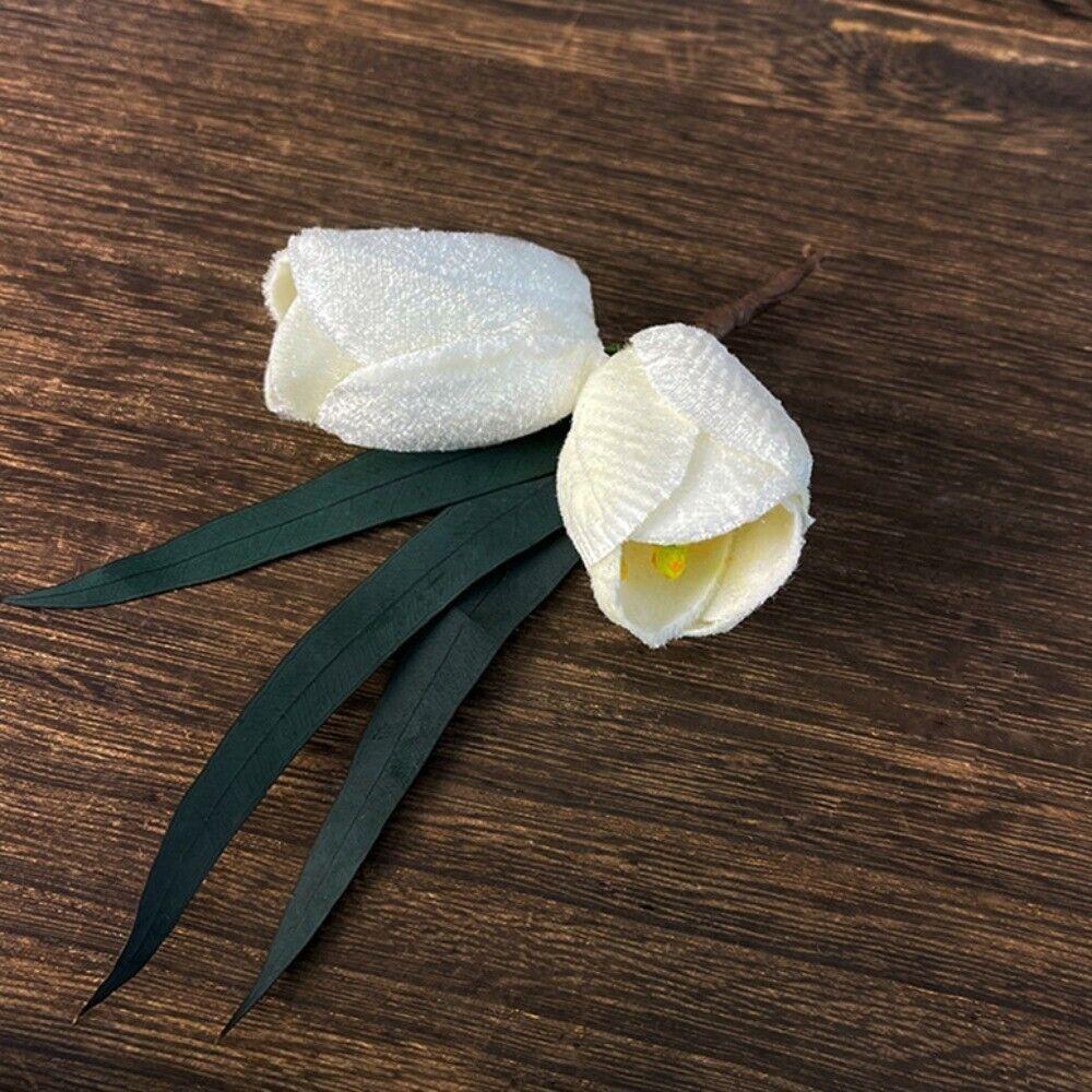 Fashion Ribbon Brides Hairband Elegant Red Flower Hairpins Handmade Tulip Headdress Wedding