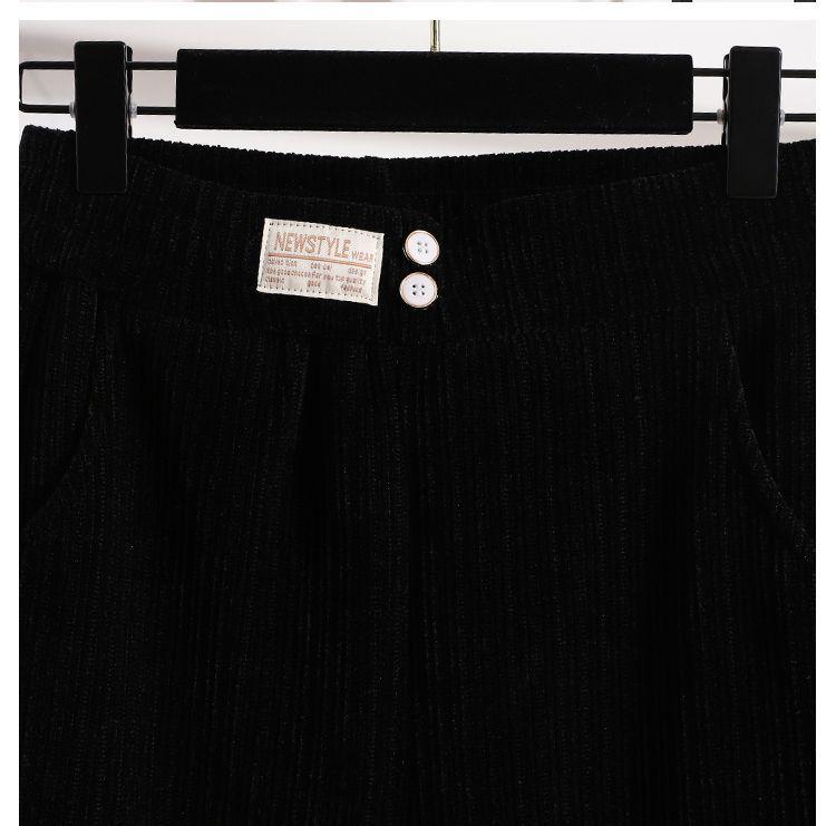 Petite Chenille Wide Leg Fleece-Lined Pants - Autumn/Winter High-Waisted Casual Trousers