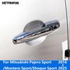 For Mitsubishi Pajero/Montero/Shogun Sport 2016- 2024 2025 Side Door Handle Cover Trim Carbon Fiber Protector Accessories