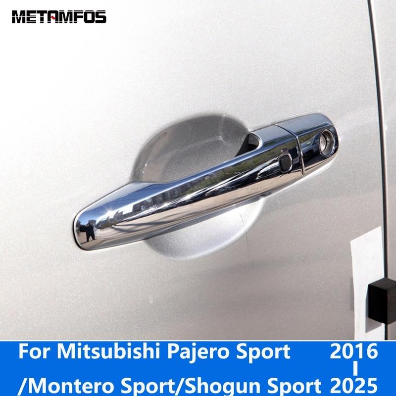For Mitsubishi Pajero/Montero/Shogun Sport 2016- 2024 2025 Side Door Handle Cover Trim Carbon Fiber Protector Accessories