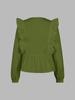 2026 Autumn Women's Casual Lace Patchwork Ruffle Long Sleeve Top