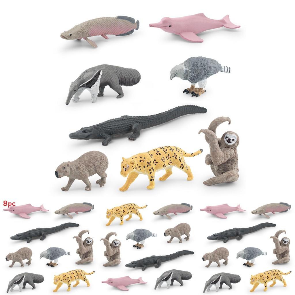 Set di Modelli di Animali Sudamericani Coccodrillo Delfino Decorazione in Plastica Per Appassionati di Natura