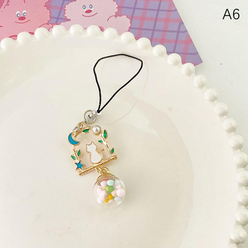 Cute Flower Phone Rope Keychain Pendant Phone Case Strap Women Girls Telephone Jewelry Anti-Lost Lanyard Hanging Cord Keychain