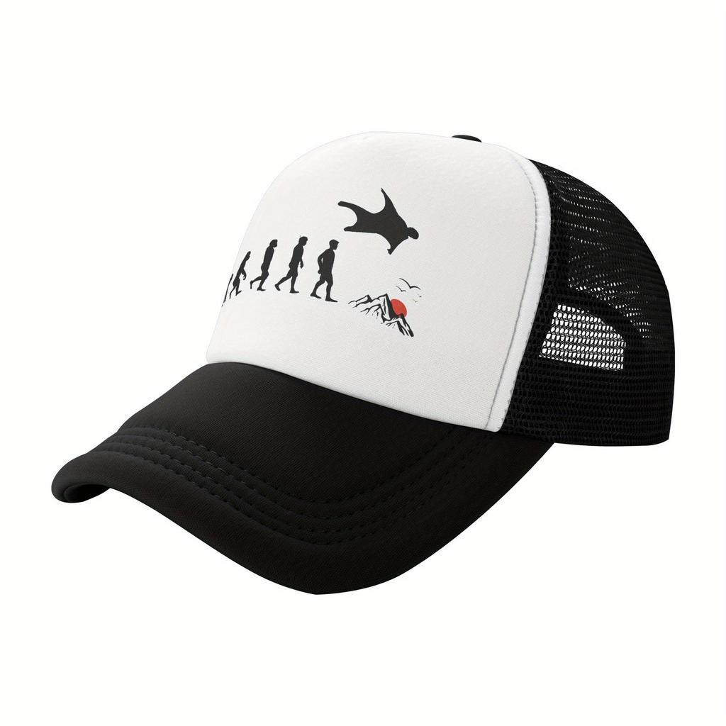 Wingsuit Flying Evolution Trucker Hat Polyester Mesh Adjustable Baseball Cap for Men Women Casual