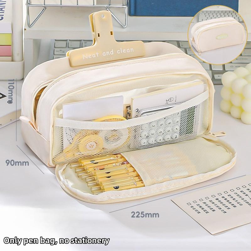Simple Practical Large Capacity Pencil Bag Multiple Sections Storage Pencil Case School Supplies Student Stationery Gift