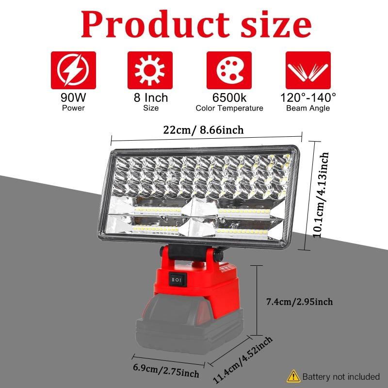 Cordless Floodlight Portable LED Work Light with Dual USB Ports for Makita/Milwaukee/DL 18V/20V Batteries for Outdoor Camping