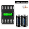 PALO 1.2V Ni-MH Rechargeable Battery C Cell 4000mAh (R14 LR14) with 8 Slot LCD Charger