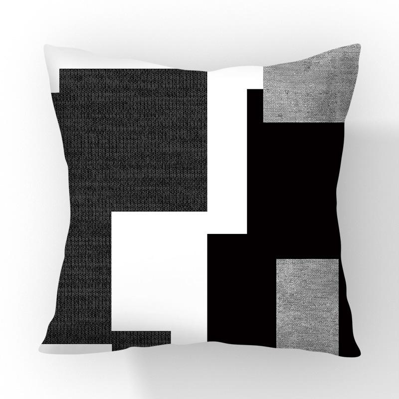New Contrasting Color Pillow Geometric Pattern Stitching Black Pillow Case Living Room Sofa Cushion Car Pillow Case