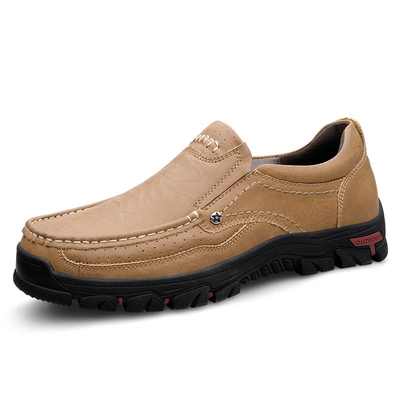 Fashion Retro Style Genuine Leather Men's Business Casual Shoes Soft Sole Anti-Slip Breathable 2025 New Dress Shoes for Daily Commuting