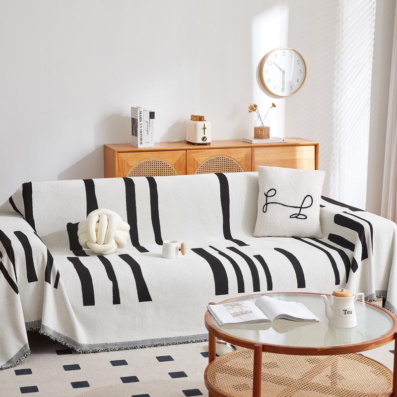 Chenille Sofa Towel Cover Cloth Striped Four Seasons Universal Sofa Cushion Cover Non-Slip Cover Blanket Anti-Scratching