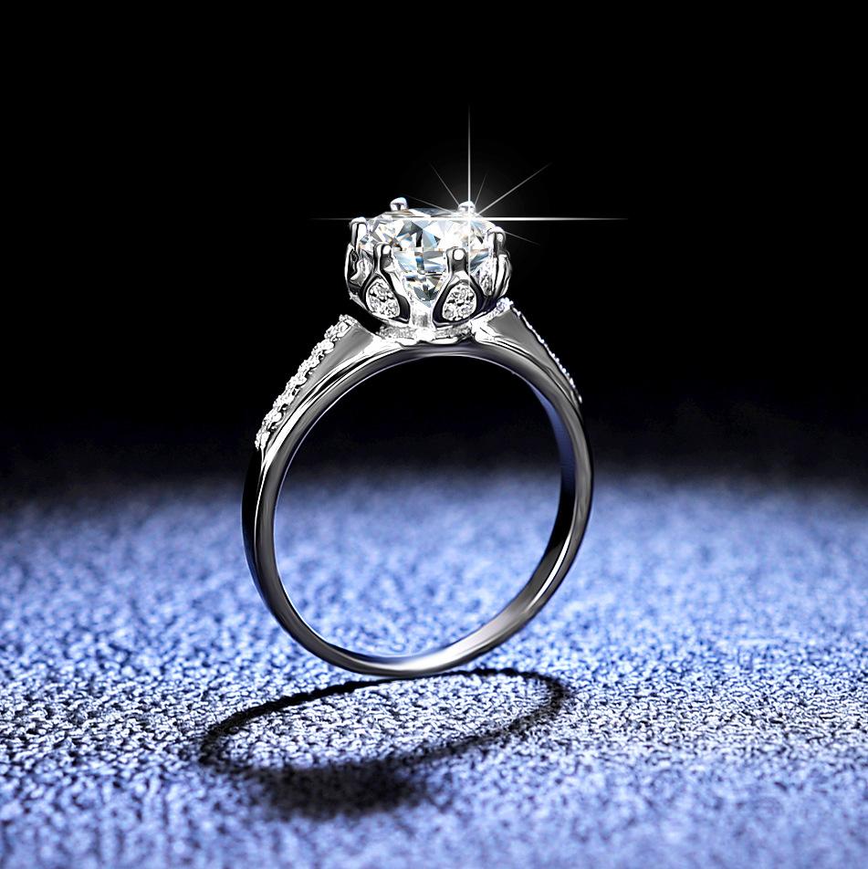 D Farbe 1ct Moissanit Diamantring 925 Sterling Silber Ring klassischer Diamantring Damen Verlobungsring Ehering Geschenk für Freundin