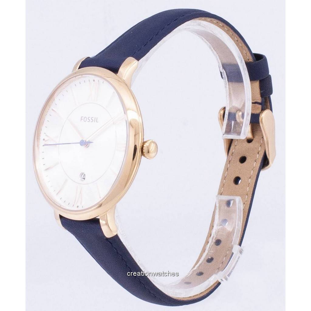 Fossil Jacqueline Silver Dial Navy Blue Leather ES3843 Women's Watch