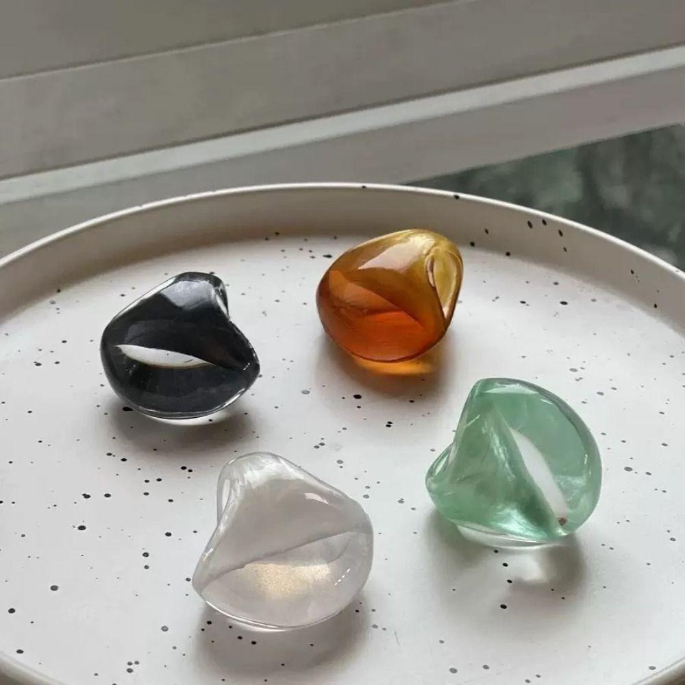Non-adjustable Resin Ring Geometric Exaggerated Ring Oval Exaggerated Ring  Girls Jewelry