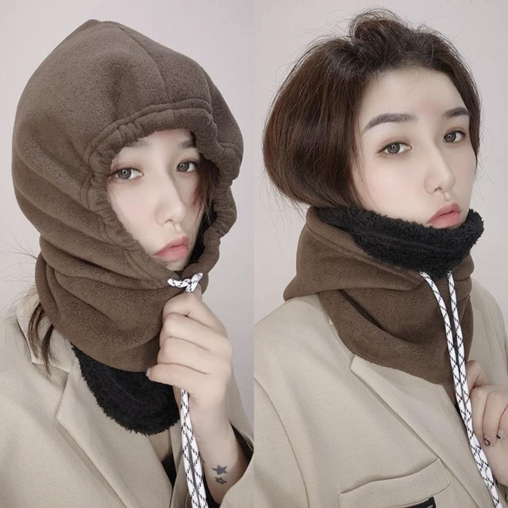 Thickened Hooded Neck Scarf Neck Warmer Mask Pullover Cap Fashion Ear Protection Cap  Winter