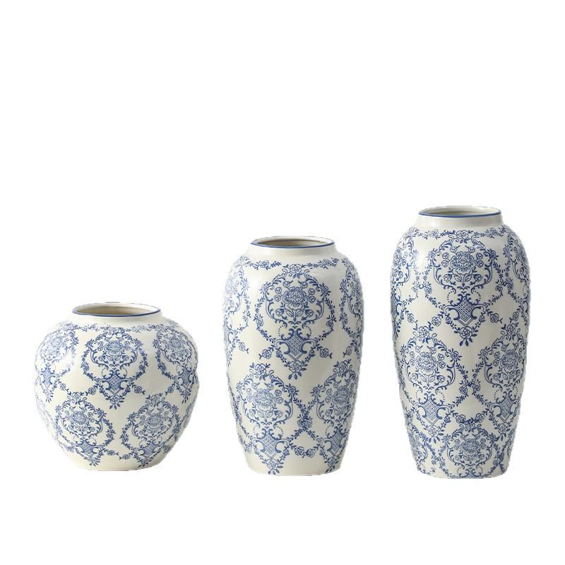 Blue & White Retro Porcelain Vase - Luxury Ceramic Home Decor