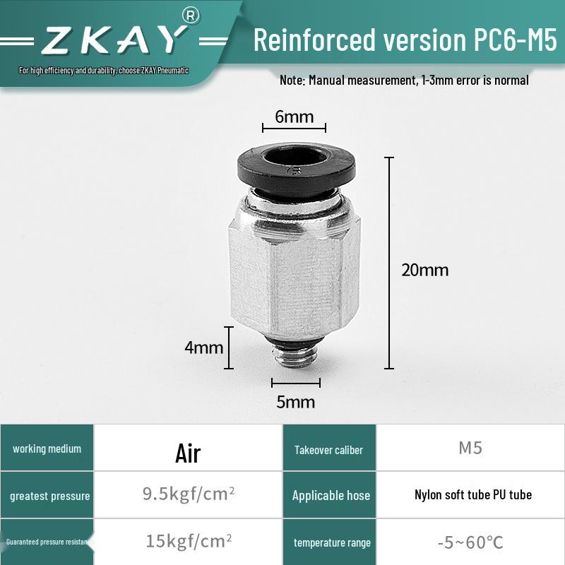 Pneumatic Quick Connector: Push-in PC6-01, PC4-M5, PC8-02, PC10-03, PC12 Threaded Hose