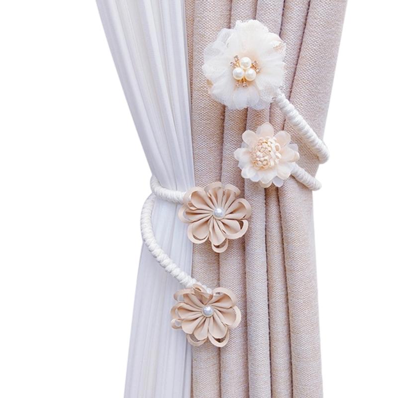 Fermaglio per Tenda a Fiore Fatto a Mano Elegante Decorativo Clip Fermatenda Fibbia Legaccio per Soggiorno e Camera da Letto