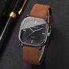 2 peças/conjunto Relógio de Presente Masculino Simples Moda Mostrador de Escala Quadrado Relógio de Quartzo Moderno Bonito + Pulseira ( Caixa não incluída)
