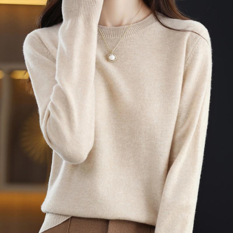Autumn Winter Basic Knitted Pullover Women Solid Color Round Neck Sweater Woman All Match Long Sleeve Knitwear Bottoming Shirt