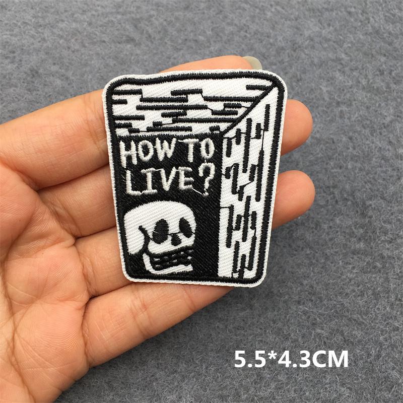 Punk Patch Flame Embroidery Patches For Clothes Scary Skull Iron On Patches On Clothing Embroidered Jacket Badge Sticker