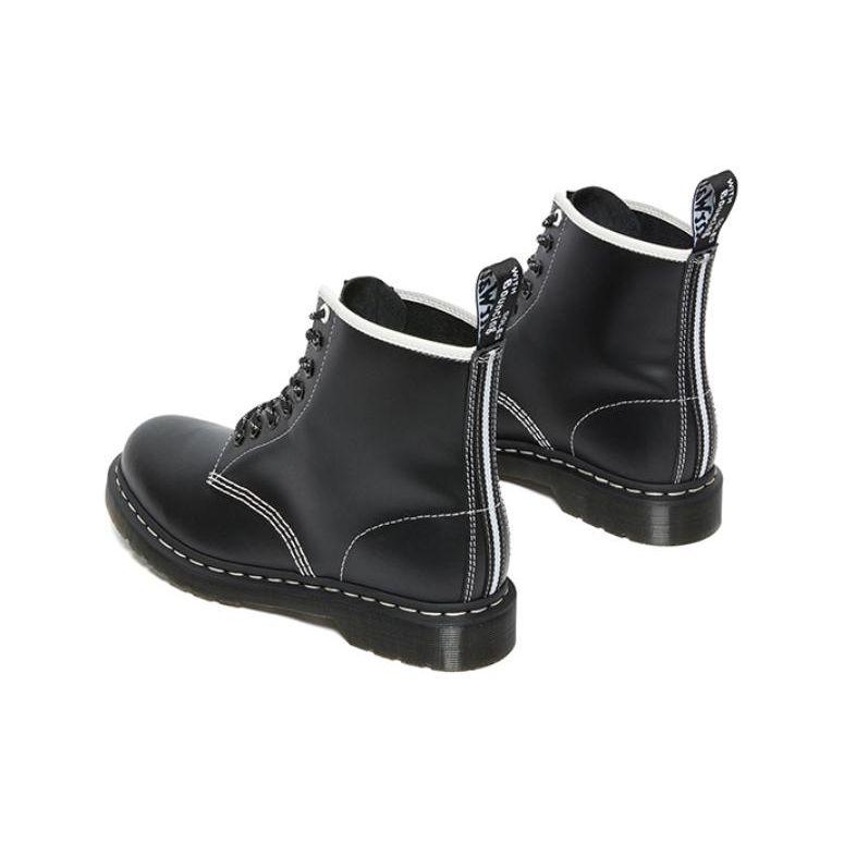 Dr. Martens Leather Color-Blocked Glossy Short Boots Women Boots Black 27303001