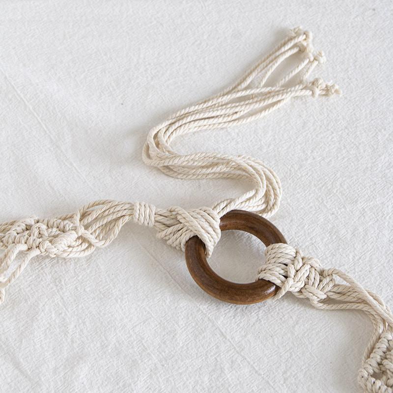 Ceinture Ethnique Bohème en Coton et Corde de Chanvre avec Fermeture Nouée Pour Tenues Rétro d'Été Plage