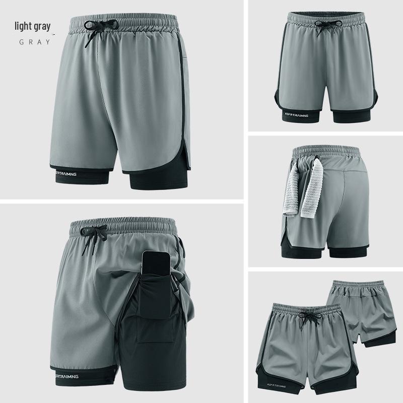 Men's Quick-Dry Double-Layer Running Shorts, Euro Size, Casual Summer Style
