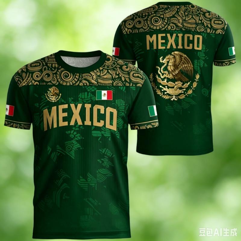 2026 Herren Sport Mexikanische Flagge T-Shirt, 3D Adler Grafik Gedrucktes Tee, Kurzarm Lässig Sport Fußball Oberteil Damen HerrenT-Shirt