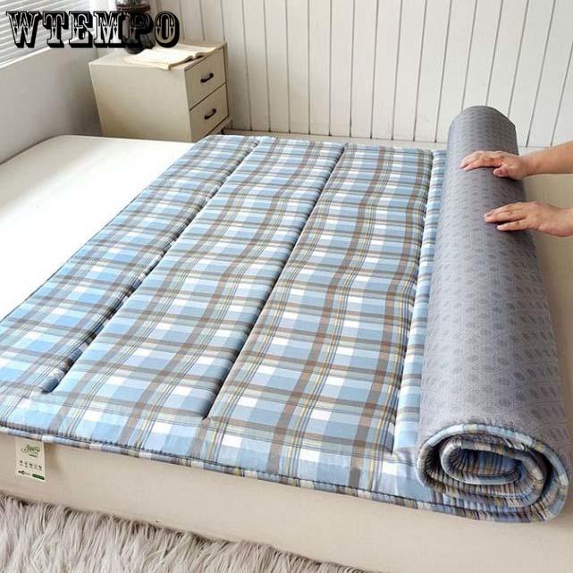 WTEMPO Soft Home Double-sided Bed Mattress Plaid Printed Thickened Single/Double Mattress Cushion Quilts Warm Winter Single Student Dormitory Mattress