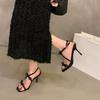 Niche French Black High Heels with Sandals Women's Shoes 2025 Summer Bow with Skirt Roman Shoes