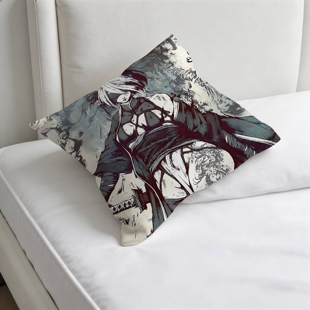 Cool NNieR AAutomata 2B Fashion Square Pillow Case Durable Throw Pillow Cover for Sofa Couch Chair