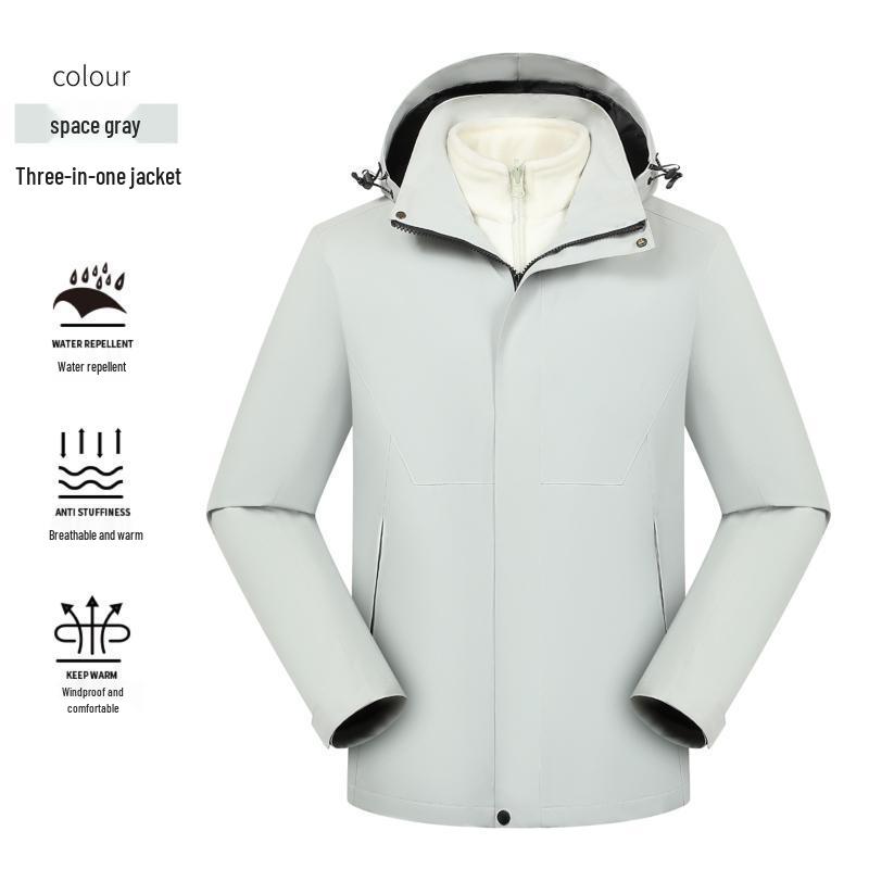 Thickened 3-in-1 Workwear Mountaineering Jacket with Custom Embroidery Logo for Winter 4S Shop Enterprise Culture.