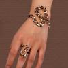 Double Layer S Shape Leopard & Snake Print Cutout Bangle Ring Set, Adjustable for Summer.