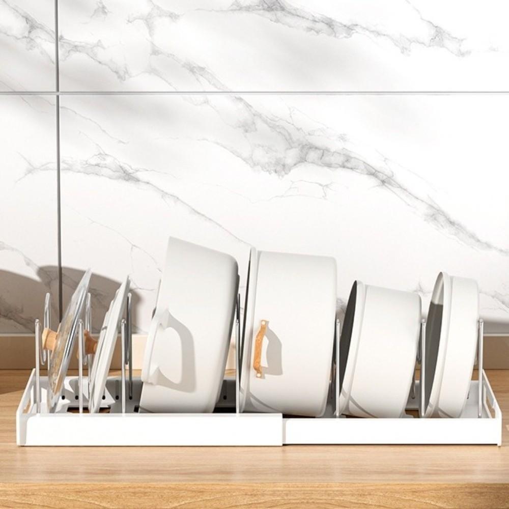 New Expandable Pans Organizer Rack Adjustable Kitchen Utensils Rack Pot Lid Organizer 7 Grid Pots Holder