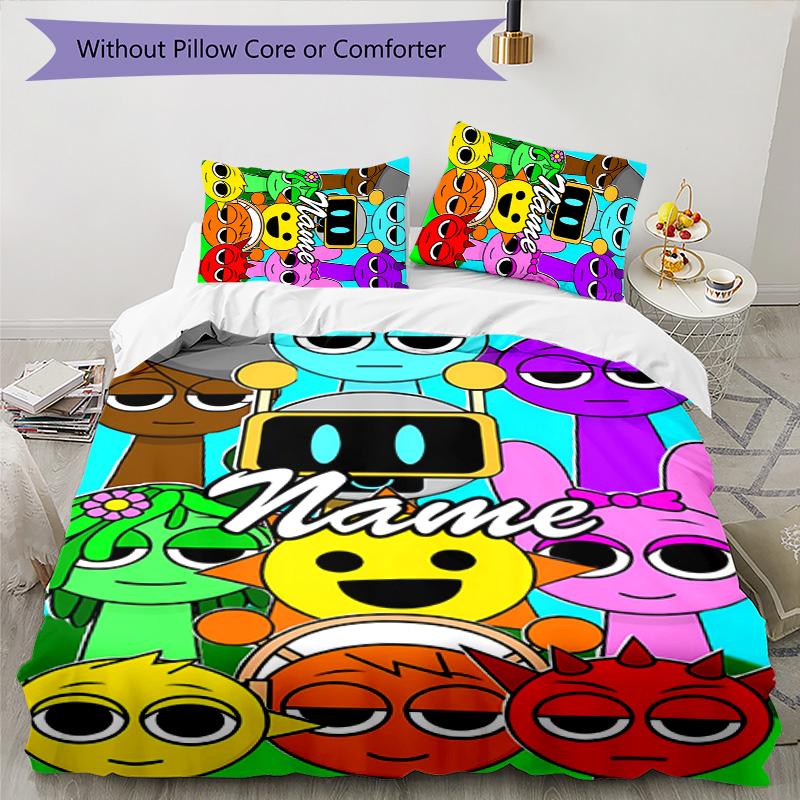 3pcs SPRUNKI10 Cover Set - Personalized Name, HD Printed Bedding with 1 Cover and 2 Pillowcases - Perfect for Home Decor, Easy Care