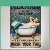 N Vintage Co Mermaid Bath Soap Metal Tin Sign 1950s Style With Clawfoot Tub Seaweed Bubbles For Home Bar Man Cave Decor
