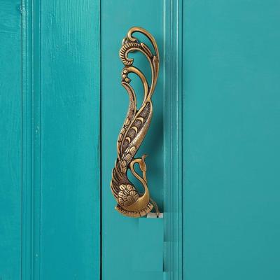 Latest Peacock Design 11 Inches Brass Door Handle Pair for Main Door - Antique Pull Handle, Pack of 2