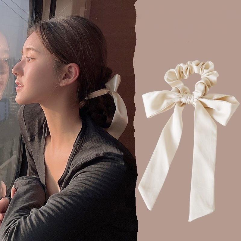 Satin Large Intestine Sweet Hair Band Simple Bow Fashionable Black Mourning Hair Rope