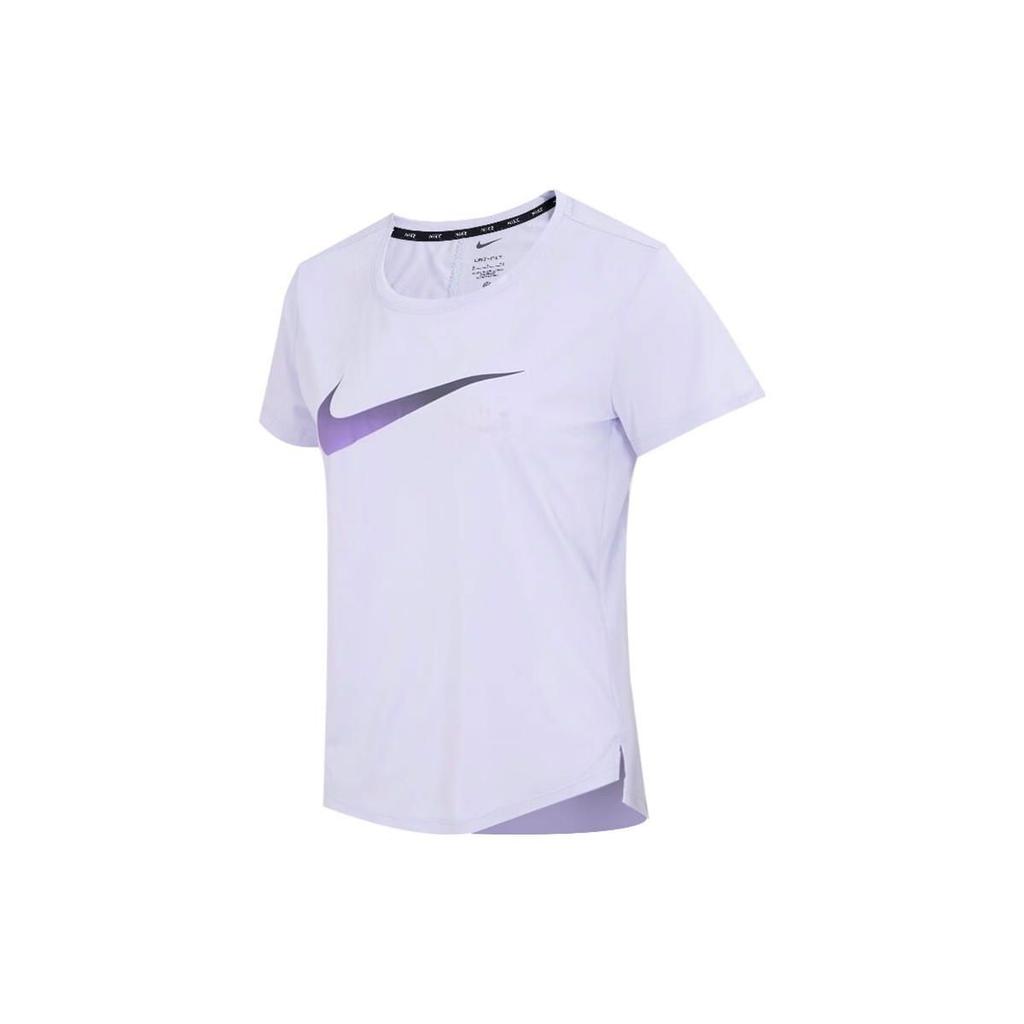 Nike Logo Print Crew Neck Short Sleeve T-Shirt Women Tops Light-Purple DX1026-536