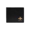 Portefeuille Pliable en Cuir Noir avec Logo Estampé à Chaud et Décoration Abeille Métallique Portefeuille Homme 523664-DJ20T-1000