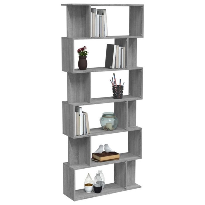 VidaXL Bookcase-Room Divider Sonoma Grey 80x24x192 Cm Engineered Wood 816060