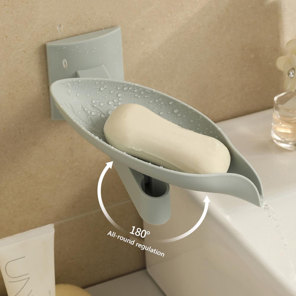 Adjustable Leaf Shape Soap Box Drain Soap Holder Box 360 Rotatable Bathroom Soap Holders Wall Mounted Bathroom Accessories