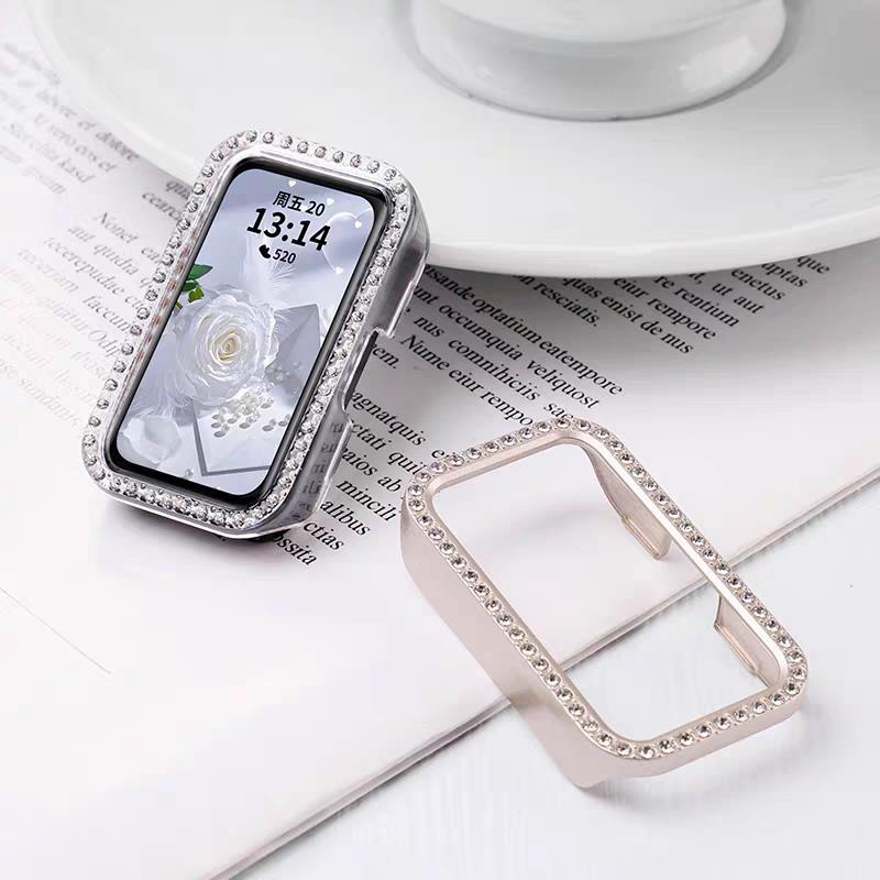 Diamond Case for HUAWEI Band 10/9/8 Accessories All-Around Hard Hollow PC Bumper Frame Shell Cover for Huawei Band10 Band9 Band8