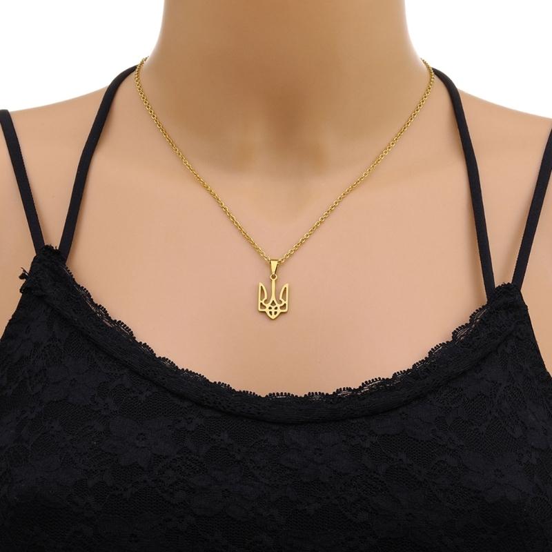 Ukraine National Emblem Necklace Party Jewelry Stainless Steel Pendant Necklace Simple Ukrainian Symbol Necklace