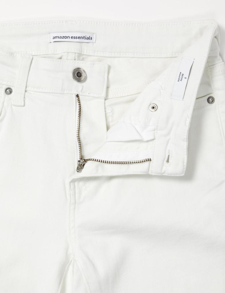 Amazon Essentials Stretch Skinny Sizes Women's Mid-Rise Jeans, White, S-M